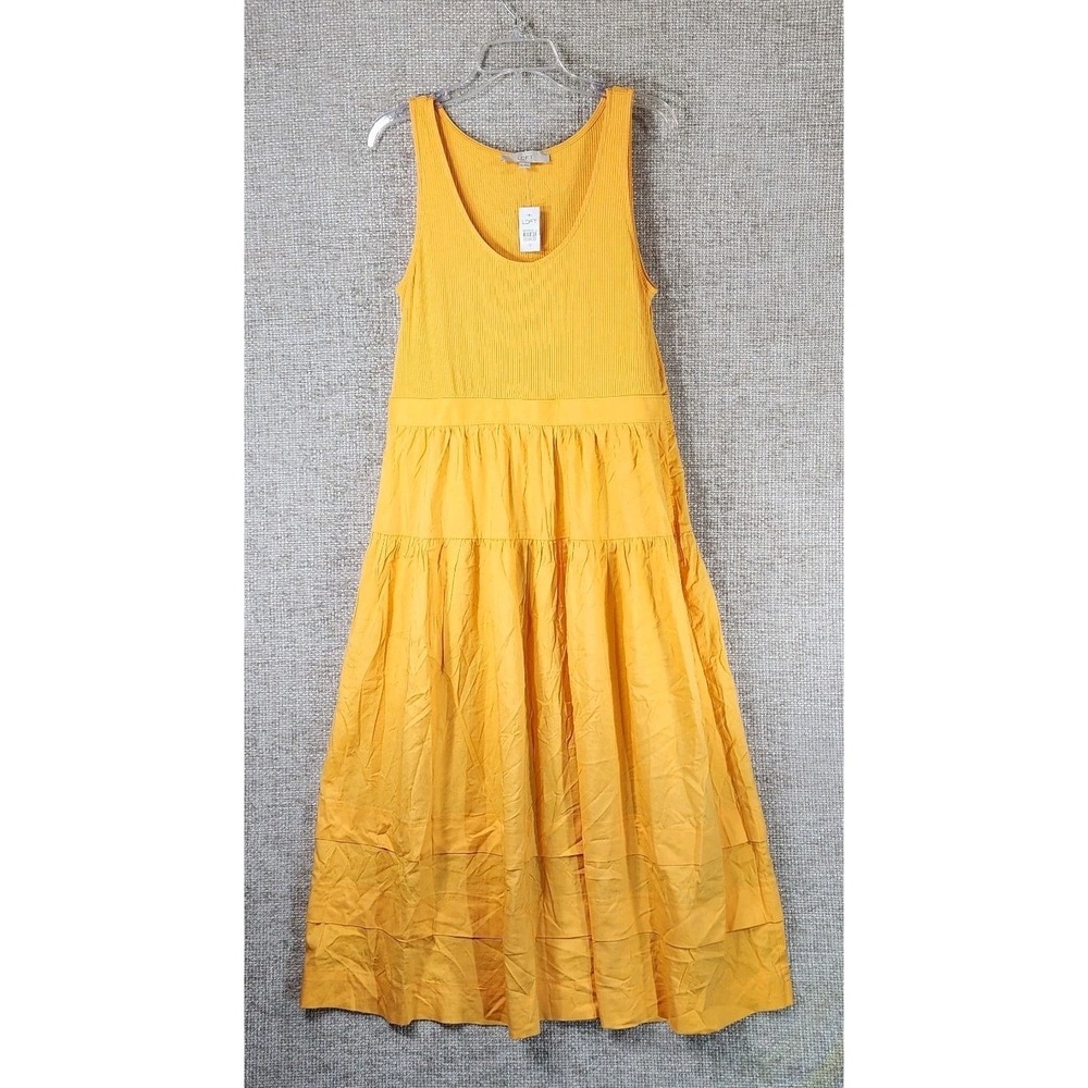 Ann Taylor LOFT Tiered Sundress Womens 12 Light Orange Ribbed Topโ Side Zip NWT
